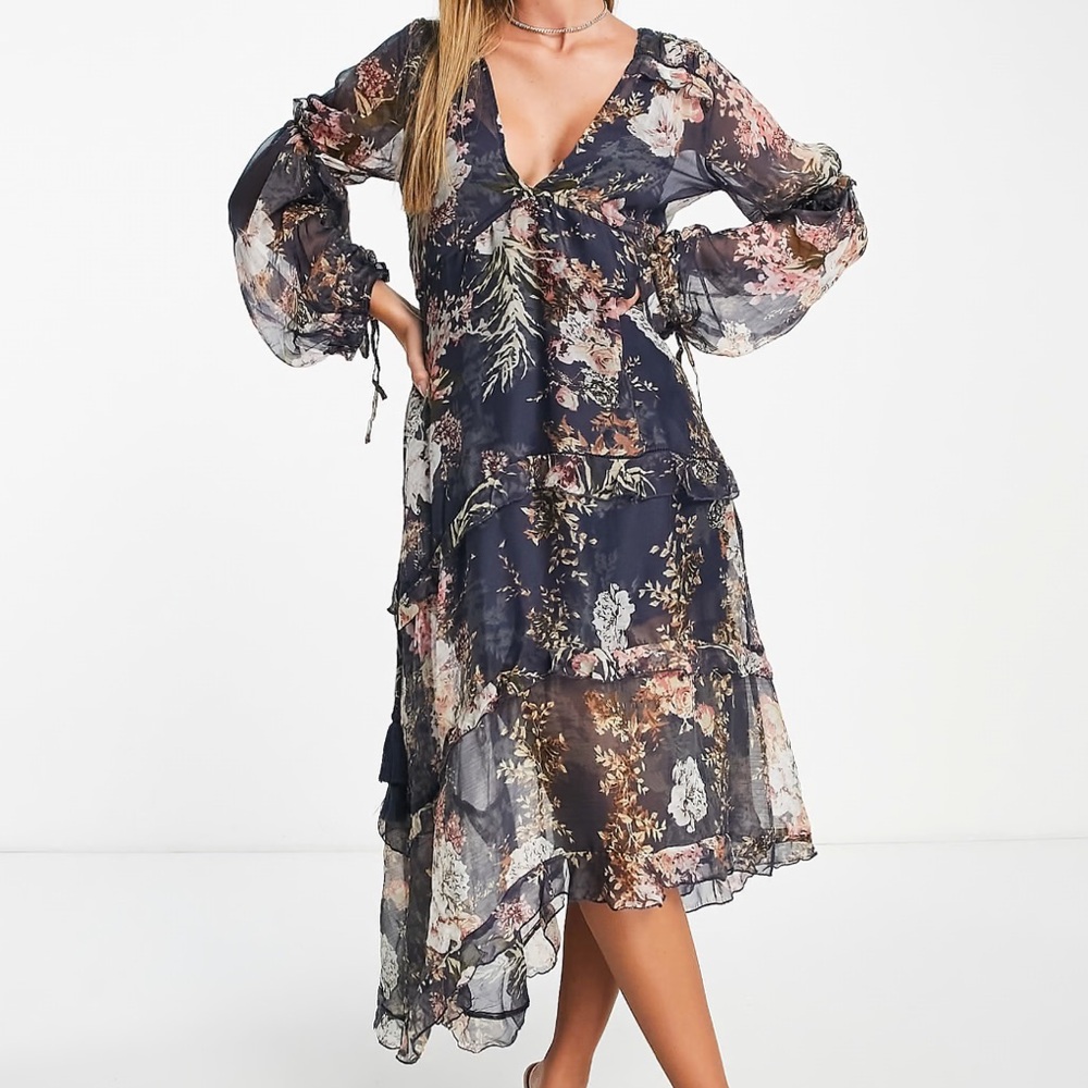 Floral layered Midi Dress